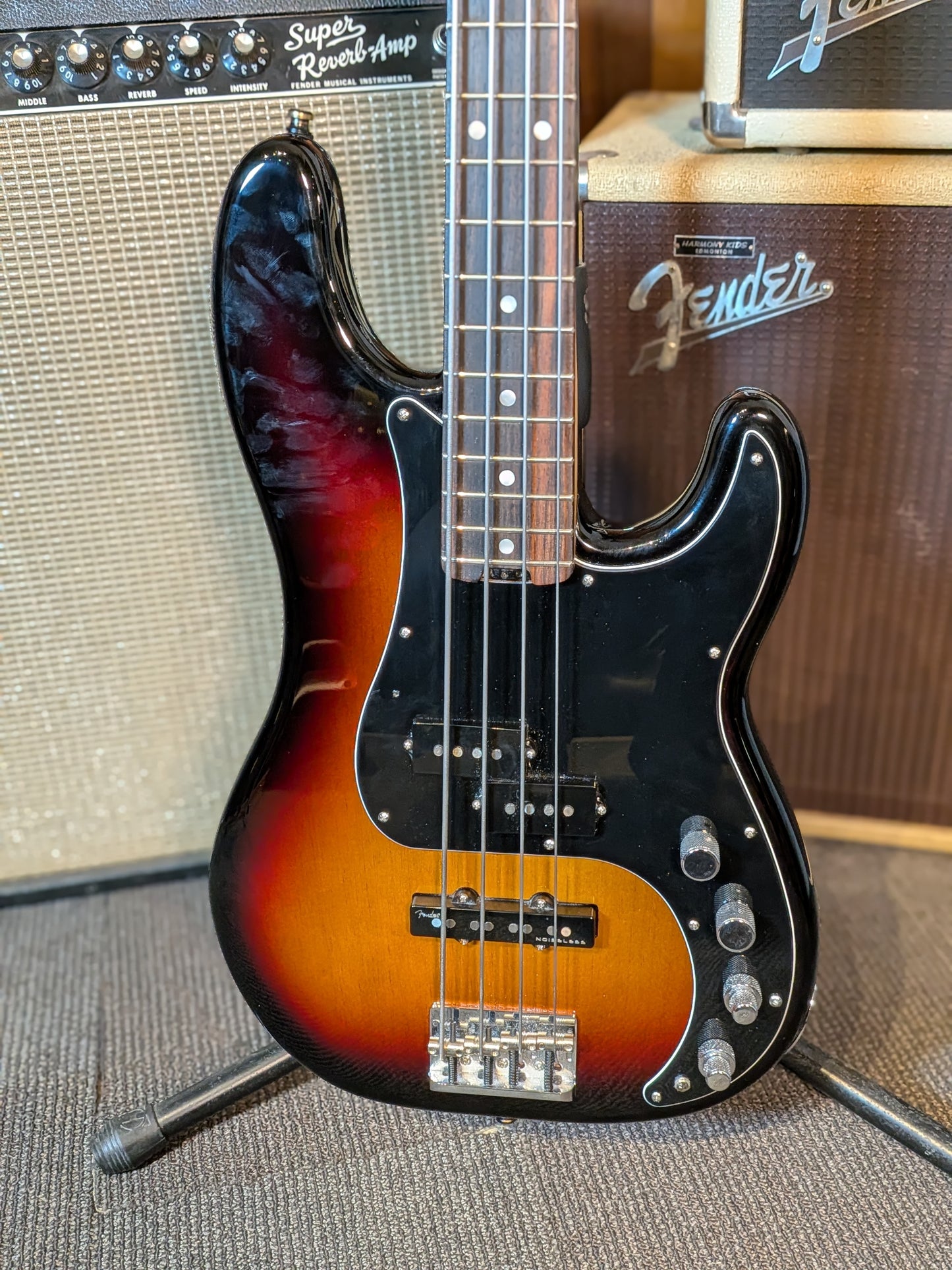 Fender American Elite Precision 4-String Active Bass Guitar w/Case - 3-Color Sunburst (2017)