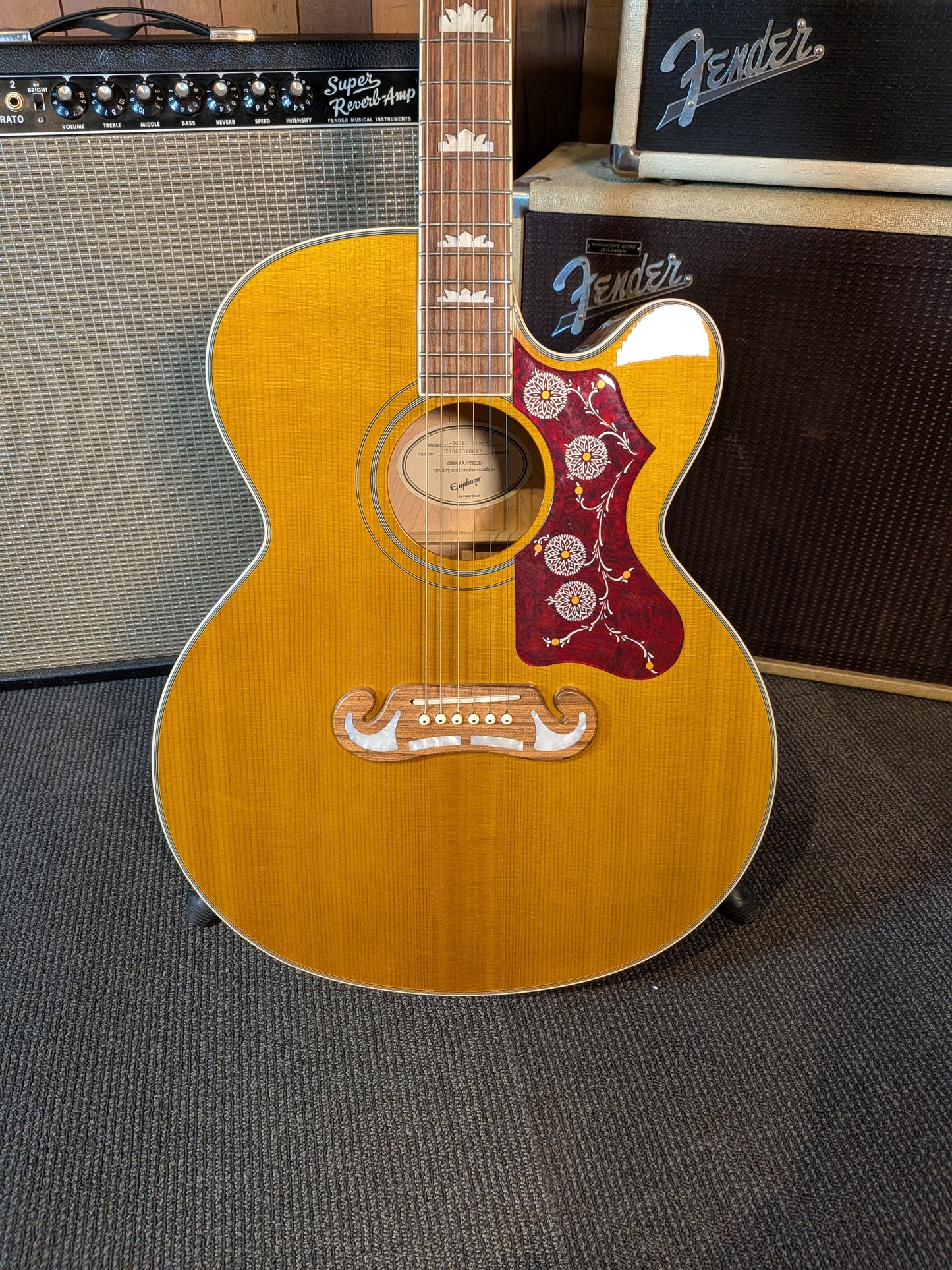 Epiphone J-200EC Studio Acoustic/Electric Guitar w/Case - Vintage Natural (2021)