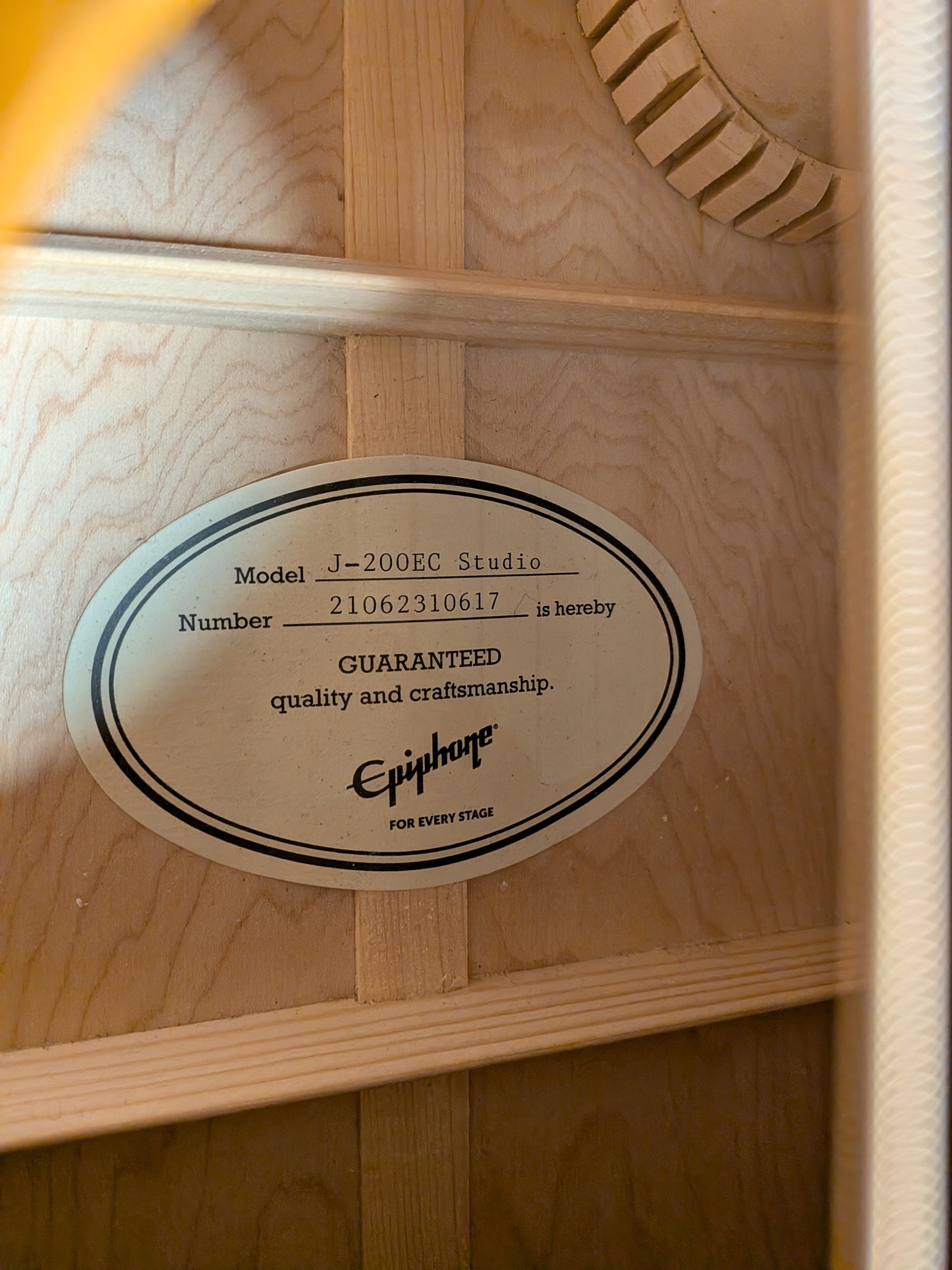 Epiphone J-200EC Studio Acoustic/Electric Guitar w/Case - Vintage Natural (2021)