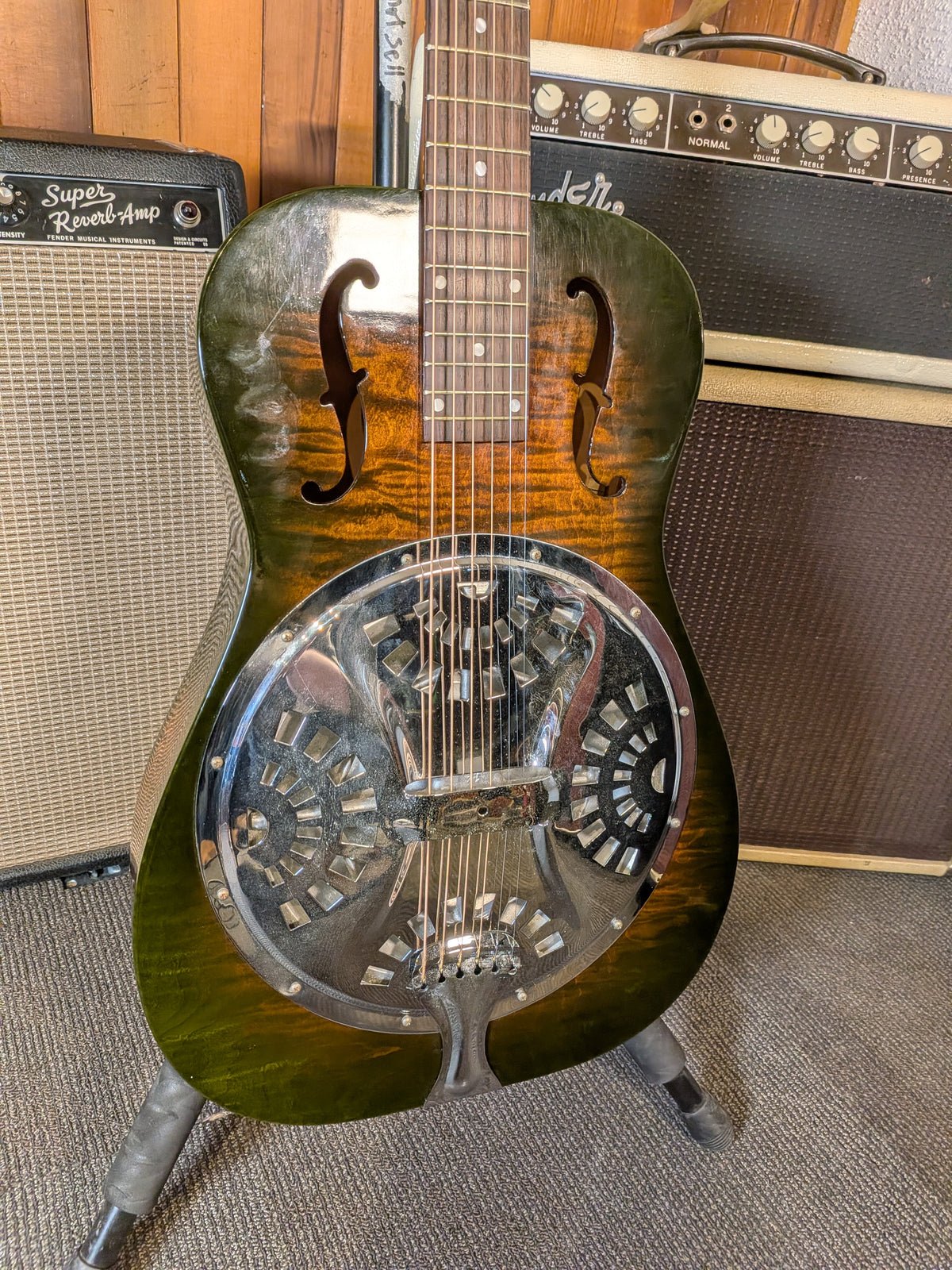Dobro F-60 Roundneck Resonator Guitar w/Case - Gloss Dark Brown Stain (1998)