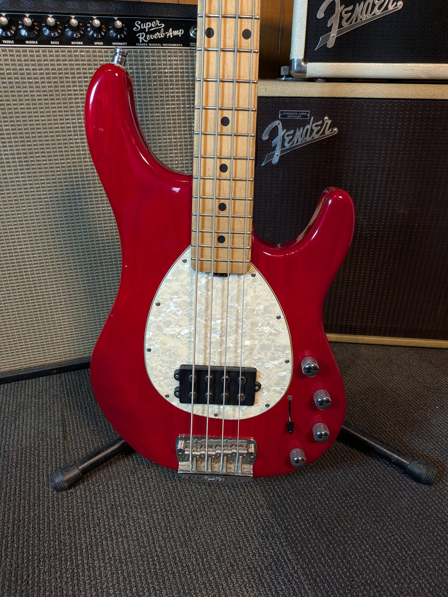 Ernie Ball Music Man Sterling 4 H 4-String Active Bass Guitar w/Case - Translucent Red (2007)