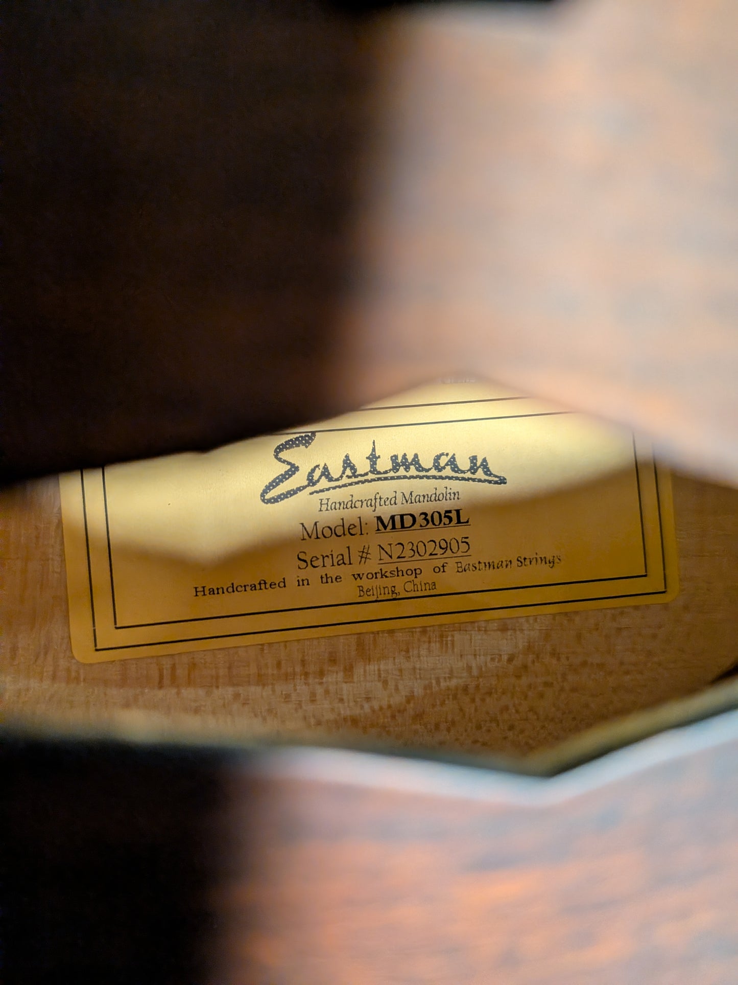 Eastman MD305L Left Handed A-Style Mandolin w/Gig Bag - Classic Satin Finish (Serial #N2302905)