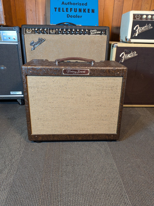 Vintage Sound Amps 5E3 Tweed 15/Plexi 1x12" 15w Tube Combo Amp w/Cover - Brown Tooled Leather (2017)