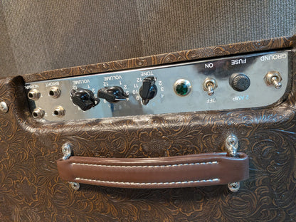 Vintage Sound Amps 5E3 Tweed 15/Plexi 1x12" 15w Tube Combo Amp w/Cover - Brown Tooled Leather (2017)
