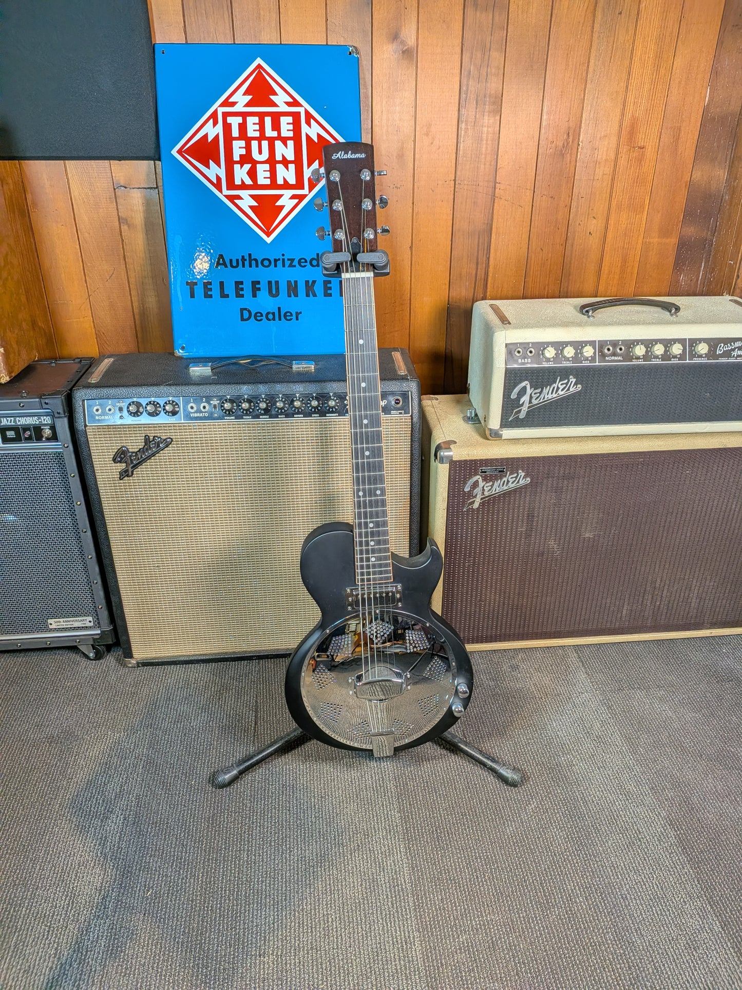 Alabama Single Cutaway Electric Resonator Guitar - Matte Black