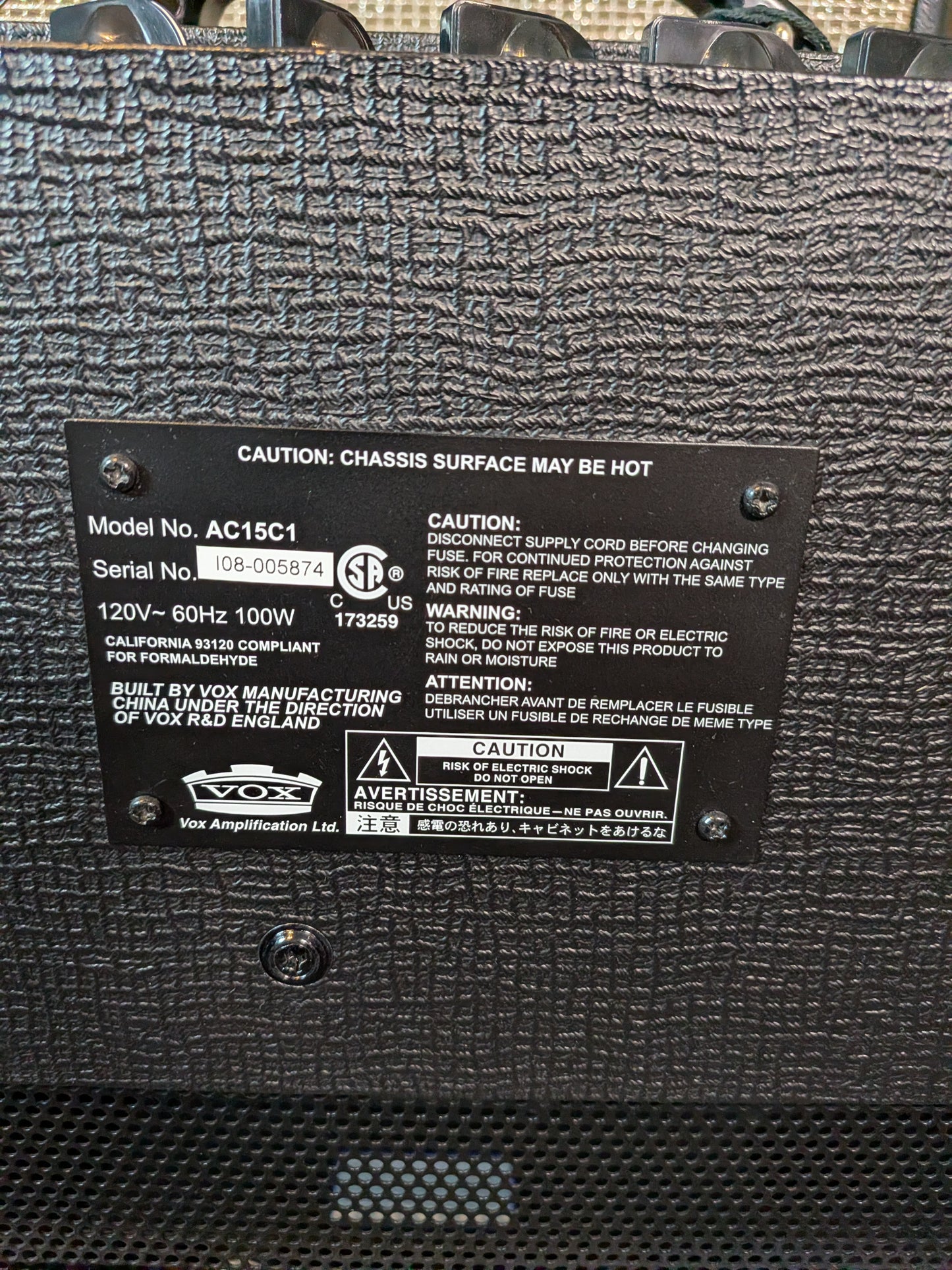 Vox AC15C1 15w 1x12" Guitar Combo Amplifier w/Footswitch (Used)