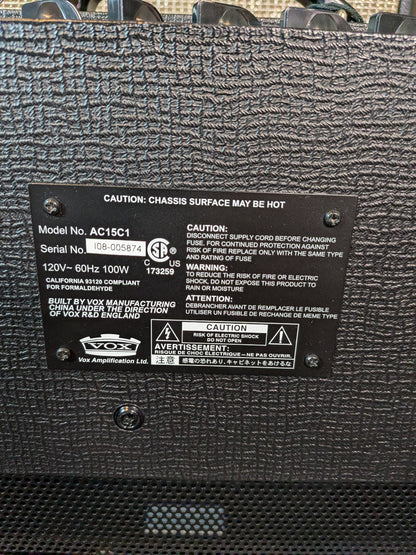 Vox AC15C1 15w 1x12" Guitar Combo Amplifier w/Footswitch (Used)