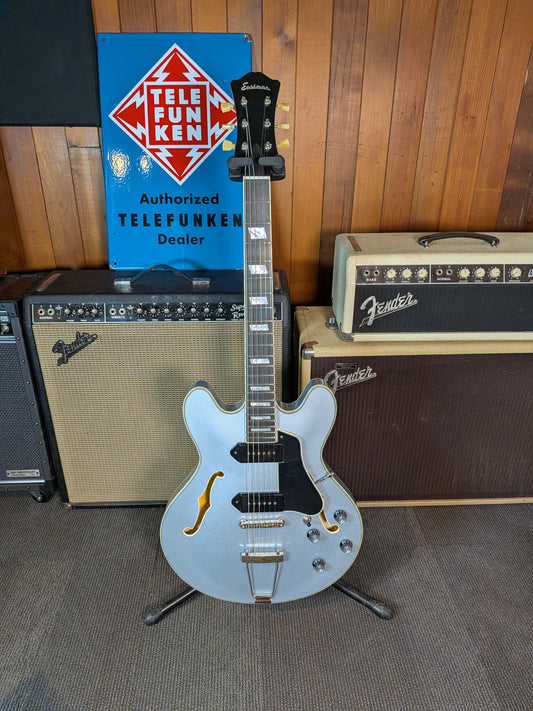 Eastman T64-T Hollow Body Electric Guitar w/Gig Bag - Ice Blue Metallic (Serial #P2501868)