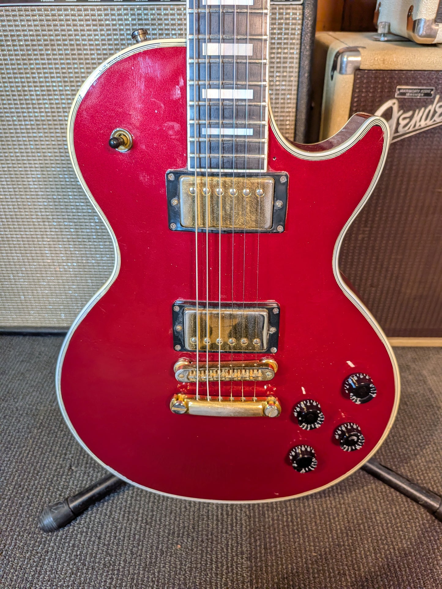 Gibson Les Paul Custom Electric Guitar w/Flight Case - Burgundy Red Refinish (1991)