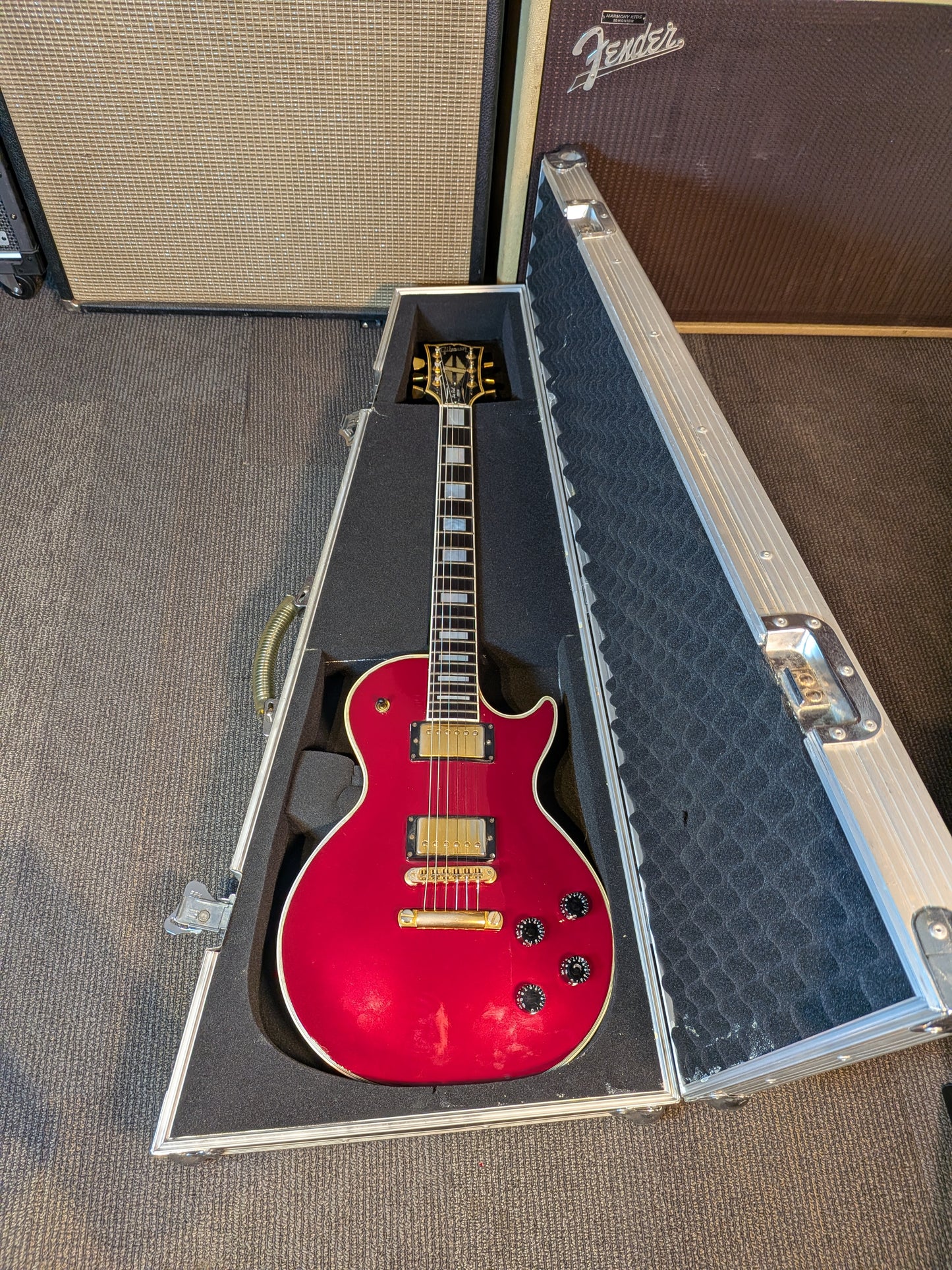 Gibson Les Paul Custom Electric Guitar w/Flight Case - Burgundy Red Refinish (1991)