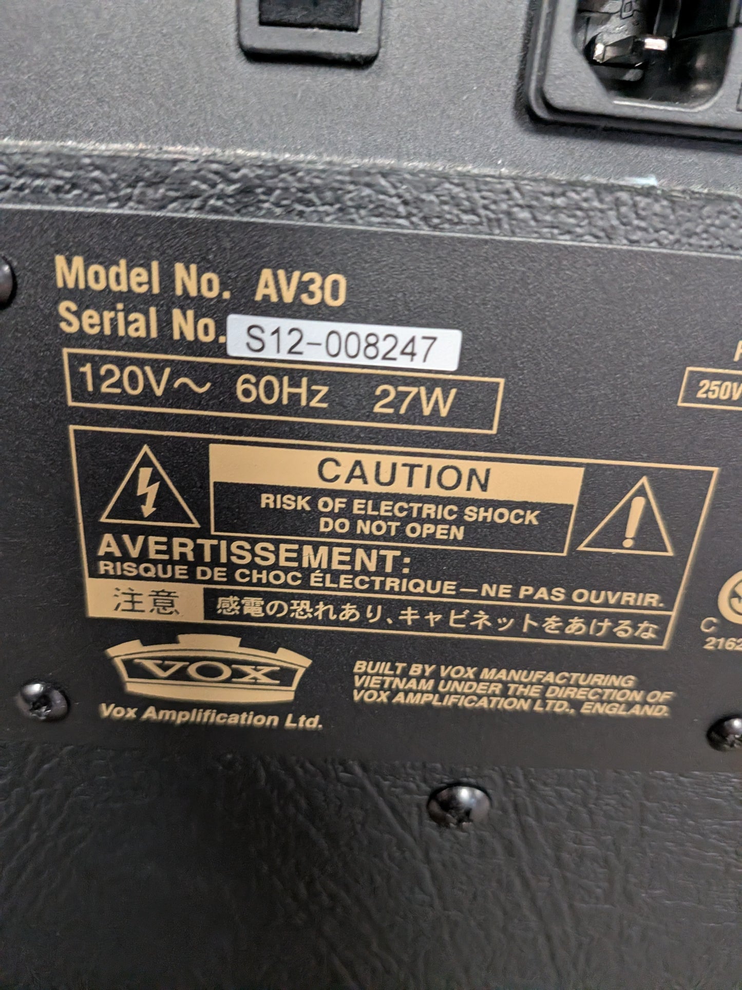 Vox AV30 10" 30w Electric Guitar Amplifier w/VFS5 Footswitch (Used)