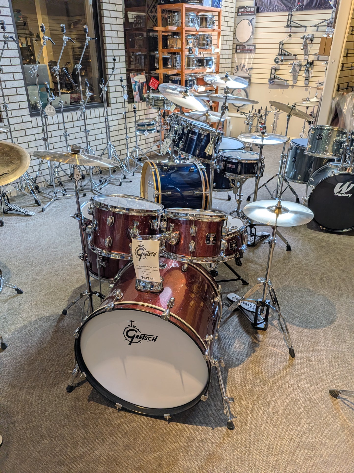 Gretsch Renegade 5-Piece Drumset w/Cymbals & Hardware - Ruby Sparkle (Store Demo)