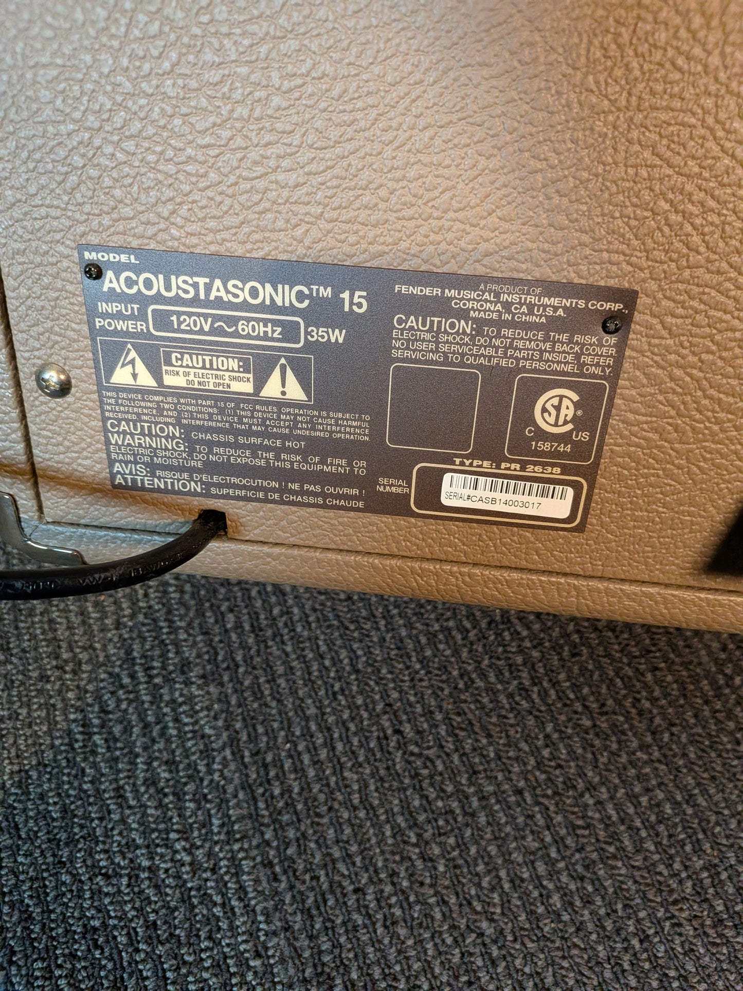 Fender Acoustasonic 15 1x6" 15w Acoustic Guitar Amplifier (2014)
