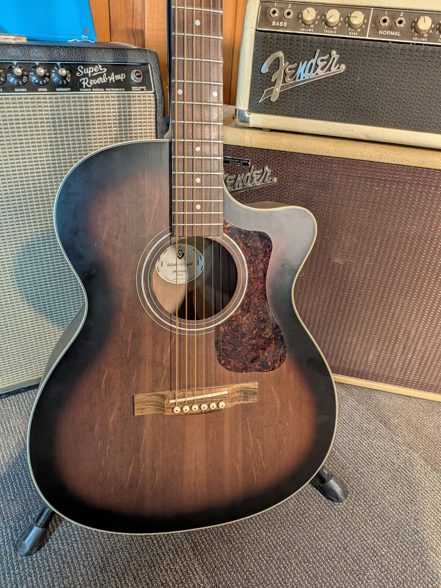Guild OM-240CE Acoustic/Electric Guitar w/Case - Antique Charcoal Burst (Used)