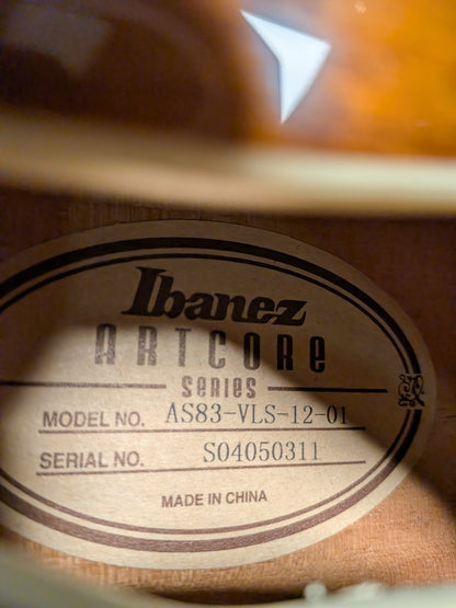 Ibanez Artcore AS83 Semi-Hollow Electric Guitar w/Case - Violin Sunburst (2004)