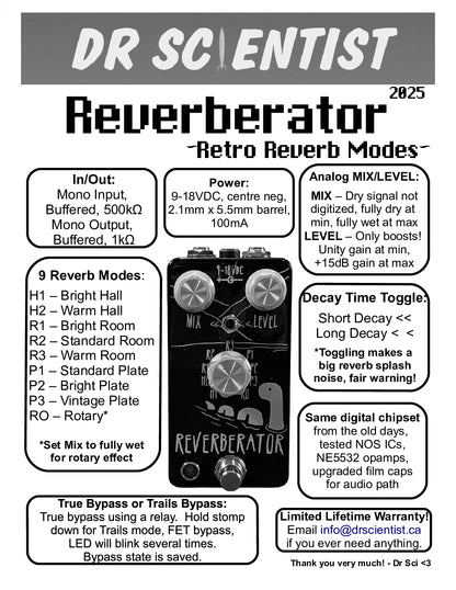 Dr Scientist Reverberator Reverb Pedal