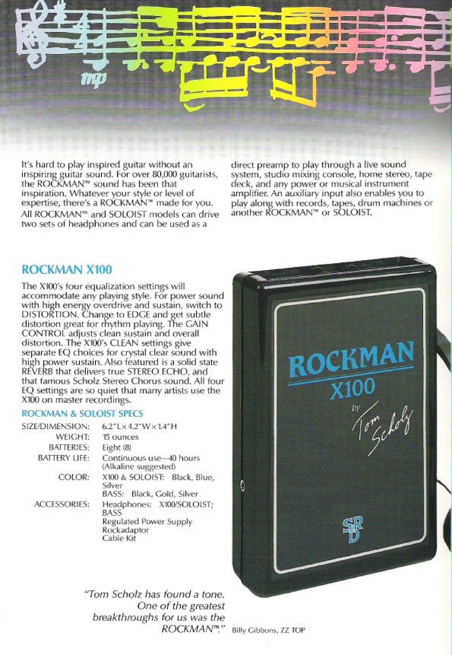 Rockman X100 Headphone Amplifier w/Power Mod, Box & Manual (Late 1980's)