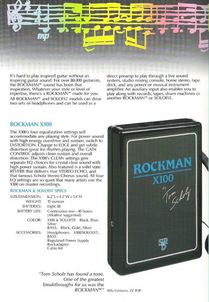 Rockman X100 Headphone Amplifier w/Power Mod, Box & Manual (Late 1980's)