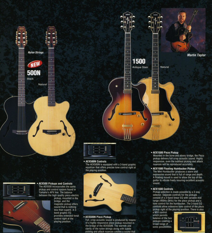 Yamaha AEX1500 Martin Taylor Model Electric/Acoustic Archtop Guitar w/Case - Antique Stain (1999)