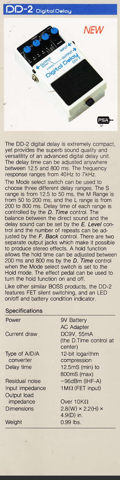 Boss DD-2 Digital Delay Pedal (1985)