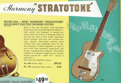 Harmony H44 Stratotone Electric Guitar w/Case -  Copper Bronze Finish (1950's)