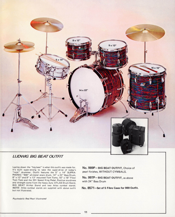 Ludwig Big Beat 4 Piece Shell Pack -  Walnut Cortex (1976)