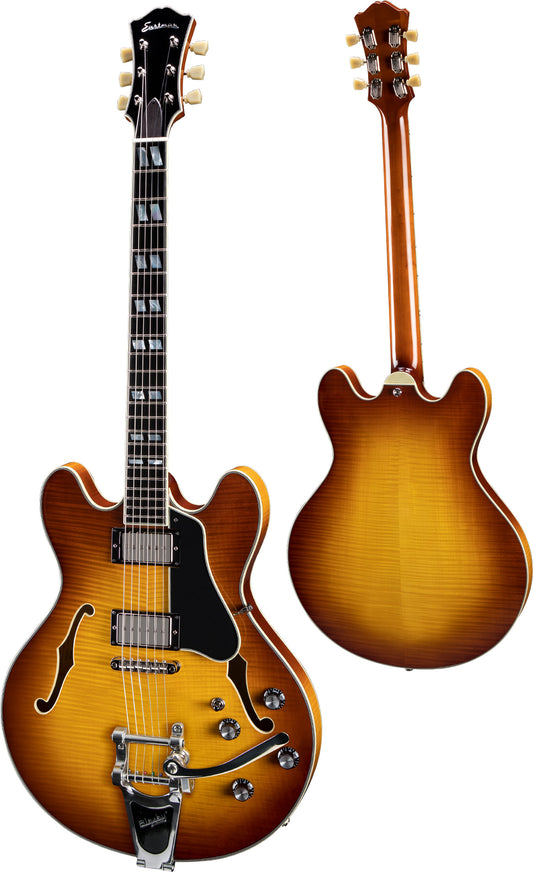 Eastman T486B-GB Semi-Hollow Electric Guitar w/Bigsby Vibrato & Case - Goldburst