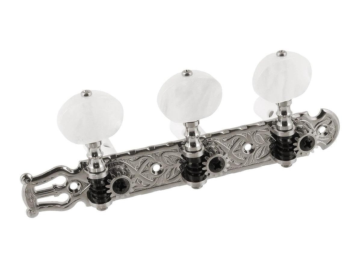 Allparts TK-7949 Gotoh Deluxe Classical Tuner Set w/Pearloid Buttons - Nickel