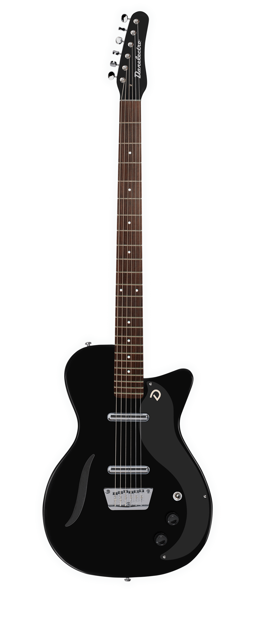 Danelectro Vintage Semi-Hollow Baritone Single Cutaway Electric Guitar - Black