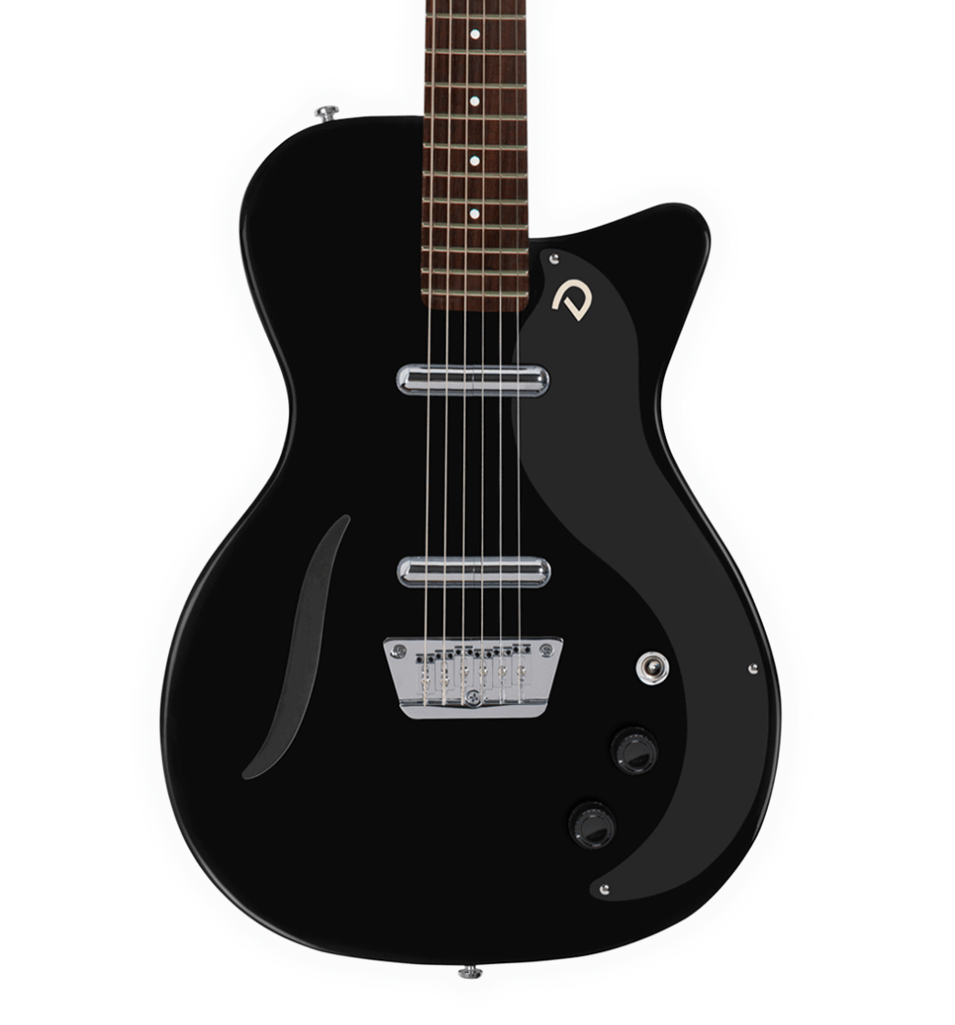 Danelectro Vintage Semi-Hollow Baritone Single Cutaway Electric Guitar - Black