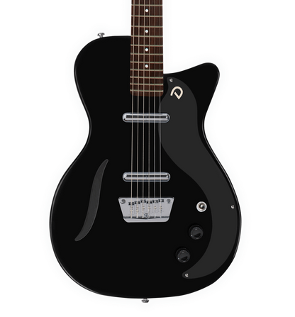 Danelectro Vintage Semi-Hollow Baritone Single Cutaway Electric Guitar - Black