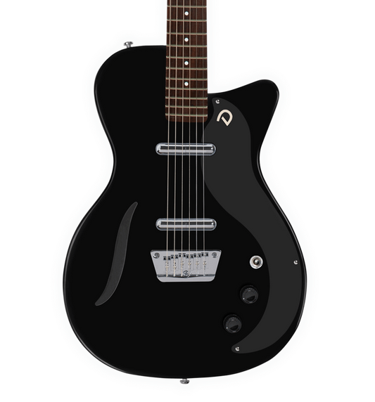 Danelectro Vintage Semi-Hollow Baritone Single Cutaway Electric Guitar - Black