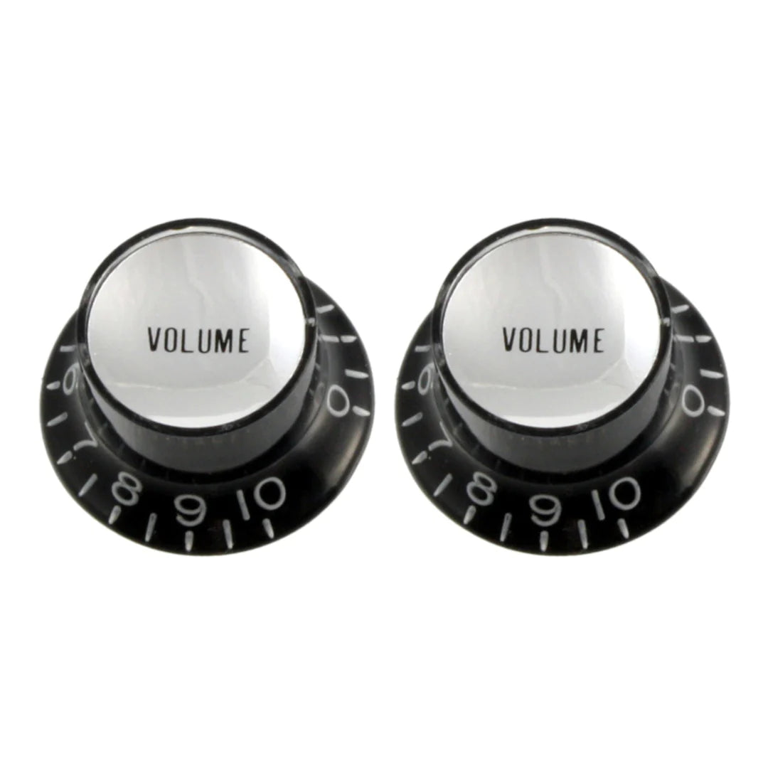 All Parts PK-0184-023 Set of 2 Volume Reflector Knobs - Black & Silver