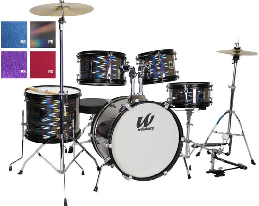 Westbury 5-Piece Jr. Drum Set w/Hardware & Cymbals - Red Sparkle