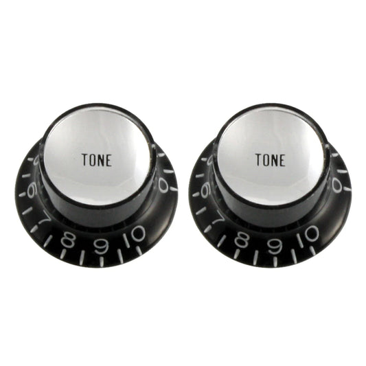 All Parts PK-0182-023 Set of 2 Tone Reflector Knobs - Black & Silver