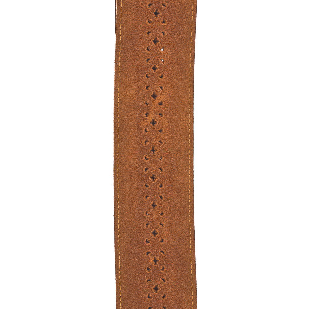 D'Addario Vented Suede Guitar Strap - Camel Suede Rosette