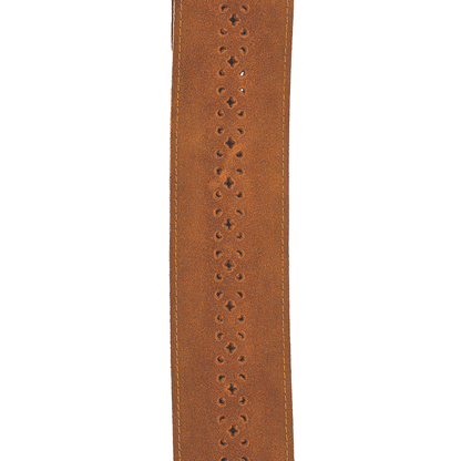 D'Addario Vented Suede Guitar Strap - Camel Suede Rosette