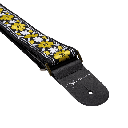 D'Addario John Lennon Rooftop Jacquard Strap - White/Yellow/Black