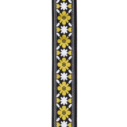 D'Addario John Lennon Rooftop Jacquard Strap - White/Yellow/Black