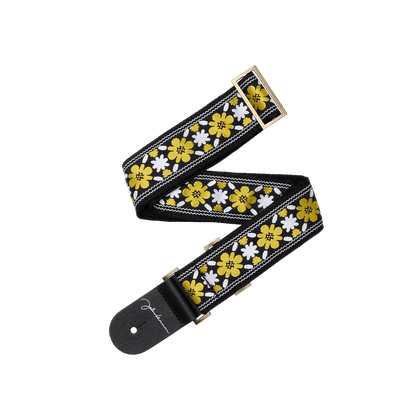 D'Addario John Lennon Rooftop Jacquard Strap - White/Yellow/Black