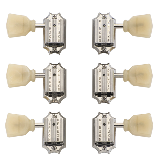 Gibson Deluxe Yellow Button Tuner Set - Vintage Nickel