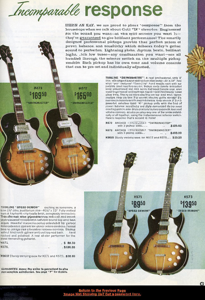 Kay K571 Speed Demon Hollow Body Electric Guitar w/Case (1961-1965)