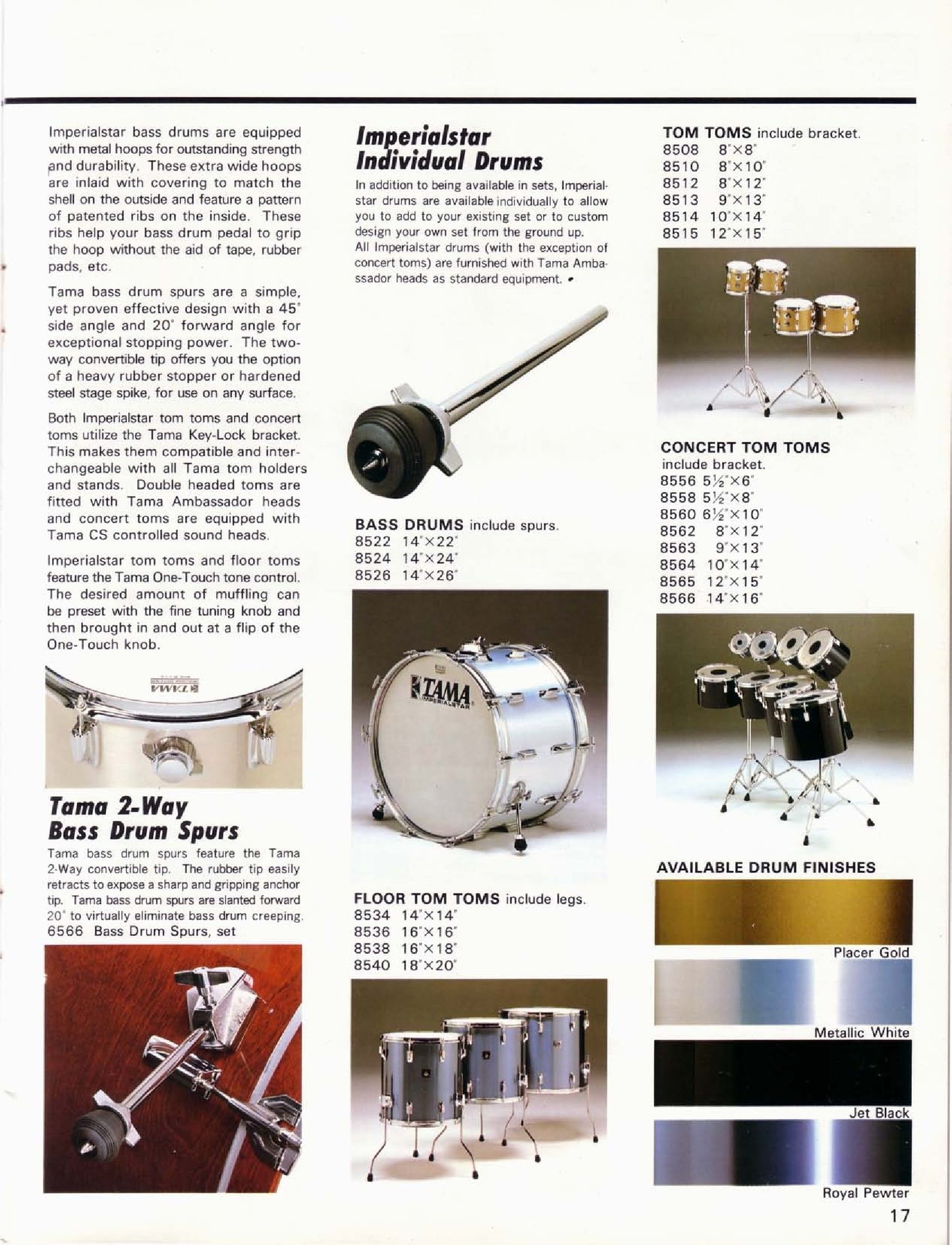 Tama Imperialstar Model 8563 13"x9" Concert Tom - Jet Black (1980's)
