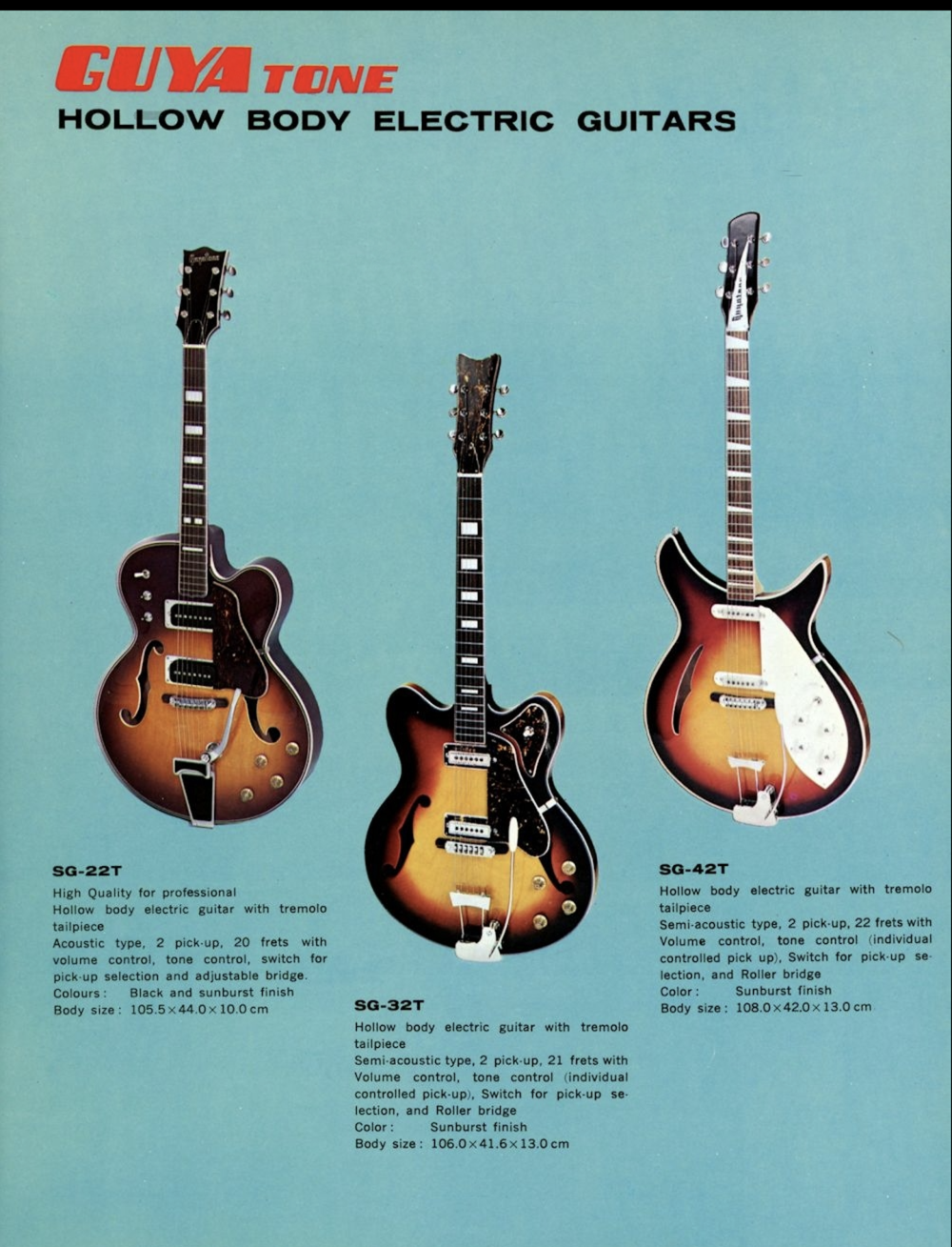 GUYATONE グヤトーン SG-32T フルアコ 調整済み】60's グヤトーン SG