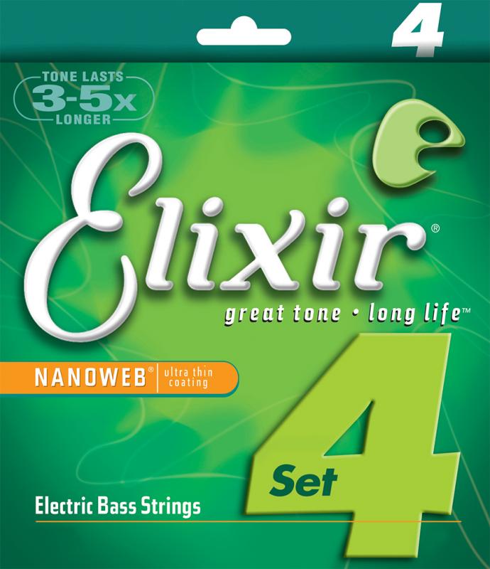Elxir Long Scale Nickel Plated Electric Bass Strings w/ Nanoweb Coating (45-100)