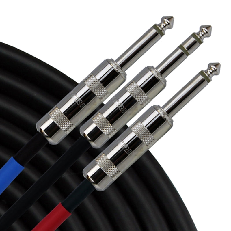 Rapco TRS Y Cable - 10' - 1/4" Stereo to Dual 1/4" Mono