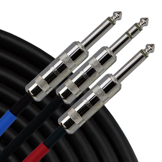 Rapco TRS Y Cable - 10' - 1/4" Stereo to Dual 1/4" Mono