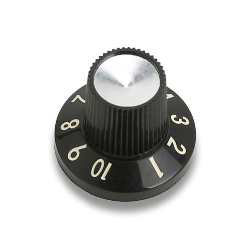 More Better Black/Silver Fender Style Amp Knobs (Set of 2)
