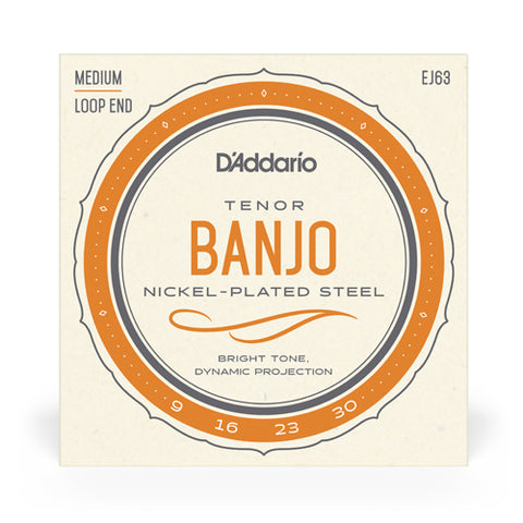 D'Addario EJ63 Nickel Wound Tenor Banjo Strings - Medium Gauge Loop End