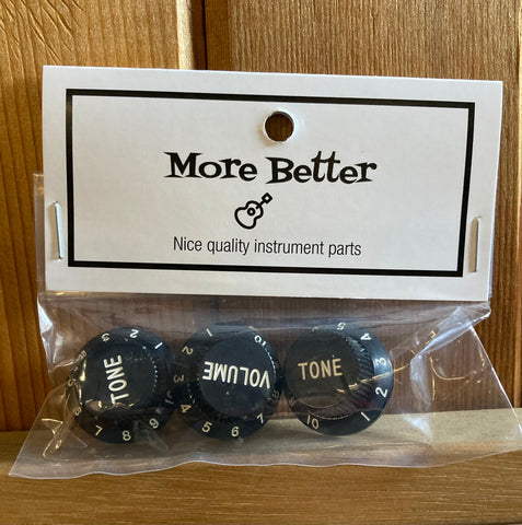 More Better Top Hat Knobs Strat Set - Set of 4, Black